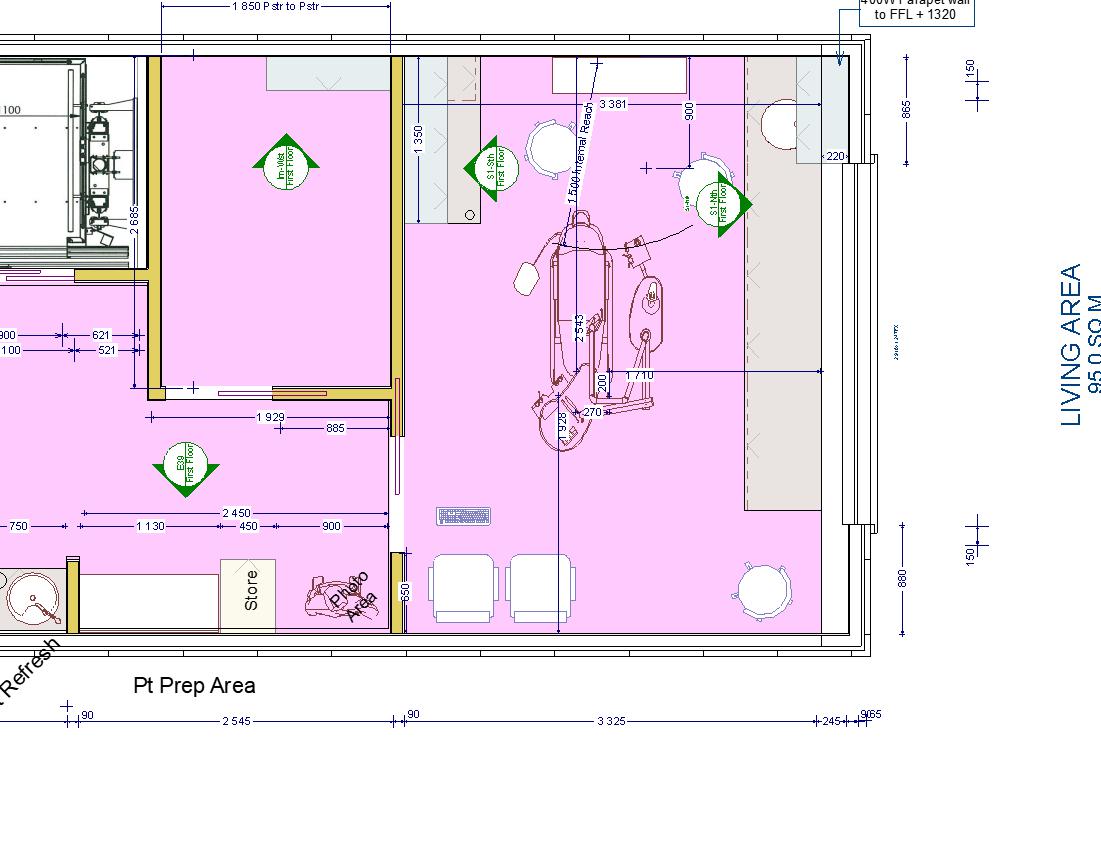 Plan view of a dental surgery layout